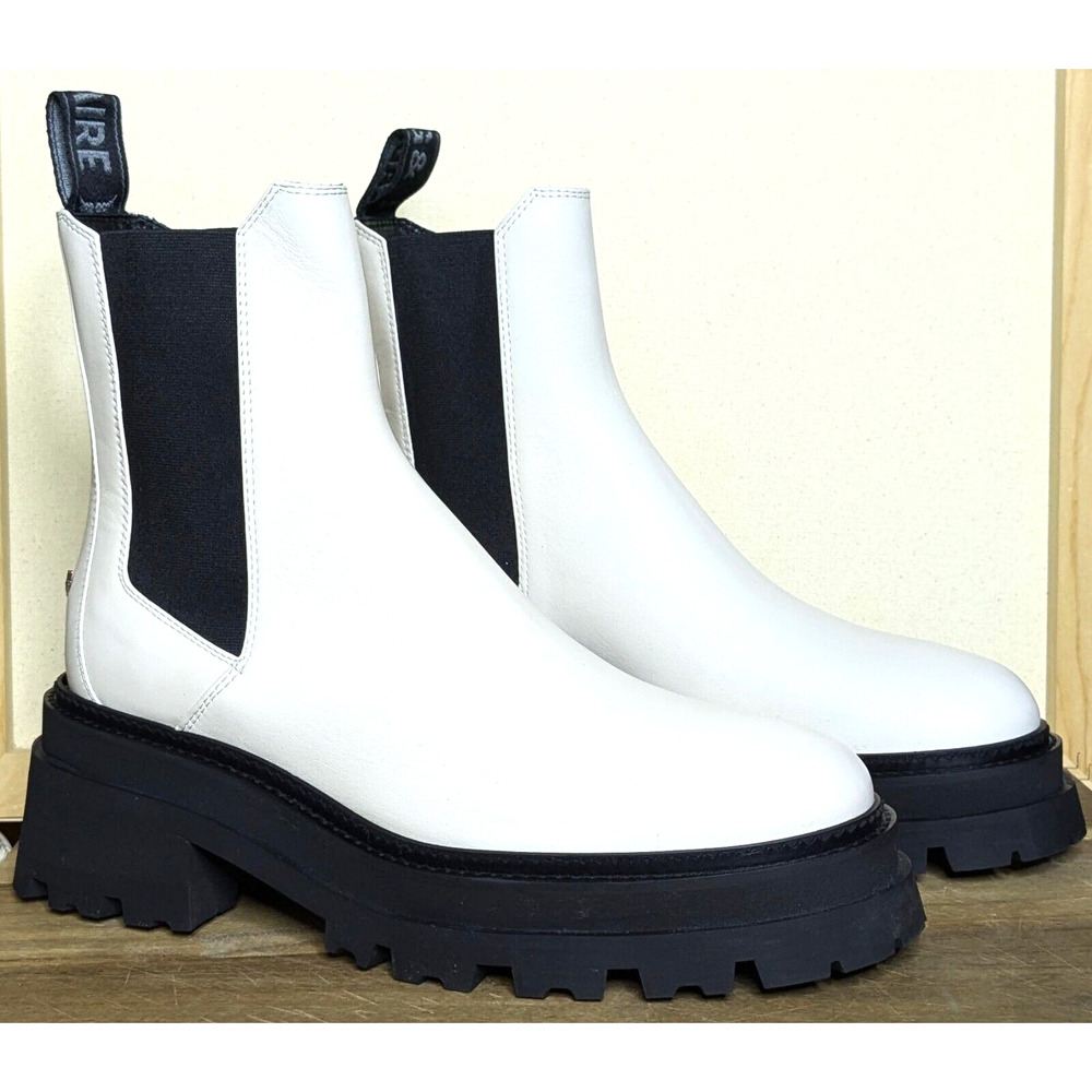 Zadig & Voltaire Boots Womens 10 EU 41 White Ride Chelsea Leather NEW SWCT00804